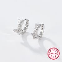 1 Paire Mignon Style Simple Brillant Papillon Placage Incruster Argent Sterling Zircon Or Blanc Plaqué Des Boucles D'Oreilles Boucles D'Oreilles sku image 5