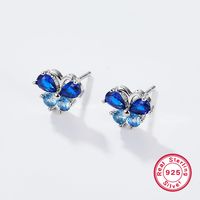 1 Pair Cute Simple Style Shiny Butterfly Plating Inlay Sterling Silver Zircon White Gold Plated Earrings Ear Studs sku image 2