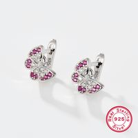 1 Pair Cute Simple Style Shiny Butterfly Plating Inlay Sterling Silver Zircon White Gold Plated Earrings Ear Studs sku image 4