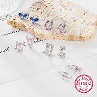 1 Paire Mignon Style Simple Brillant Papillon Placage Incruster Argent Sterling Zircon Or Blanc Plaqué Des Boucles D'Oreilles Boucles D'Oreilles main image 5
