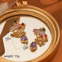 1 Pair Retro Geometric Plating Inlay Copper Baroque Pearl 18k Gold Plated Drop Earrings sku image 1