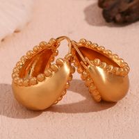 1 Pair Vintage Style Simple Style Classic Style Round Plating Stainless Steel 18k Gold Plated Earrings main image 3
