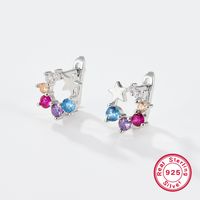 1 Pair Elegant Simple Style Clouds Rainbow Plating Inlay Sterling Silver Zircon Rhodium Plated Ear Studs main image 4