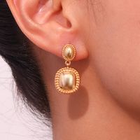 1 Pair Basic Vintage Style Classic Style Solid Color Plating Stainless Steel 18k Gold Plated Drop Earrings main image 5