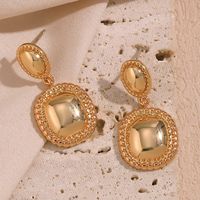 1 Pair Basic Vintage Style Classic Style Solid Color Plating Stainless Steel 18k Gold Plated Drop Earrings main image 1