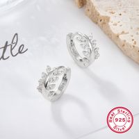 1 Pair Simple Style Leaves Heart Shape Plating Inlay Sterling Silver Zircon White Gold Plated Earrings main image 6