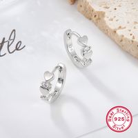 1 Pair Simple Style Leaves Heart Shape Plating Inlay Sterling Silver Zircon White Gold Plated Earrings main image 3