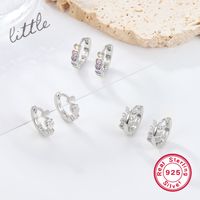 1 Pair Simple Style Leaves Heart Shape Plating Inlay Sterling Silver Zircon White Gold Plated Earrings main image 1