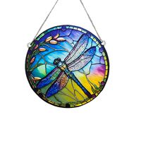 Classic Style Round Dragonfly Butterfly Arylic Pendant main image 4