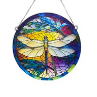 Classic Style Round Dragonfly Butterfly Arylic Pendant sku image 3