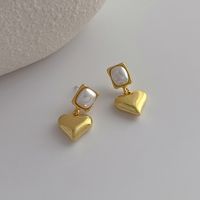 1 Paire Style Simple Forme De Cœur Placage Alliage Boucles D'oreilles main image 1