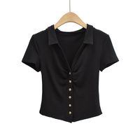 Women's Blouse Short Sleeve Blouses Pleated Casual Solid Color main image 6