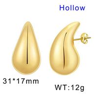 1 Pair Basic Water Droplets Plating Titanium Steel 18K Gold Plated Ear Studs sku image 2