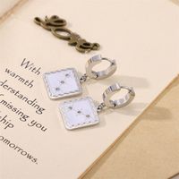 1 Pair Cute Sweet Square Plating Stainless Steel White Gold Plated Earrings main image 1