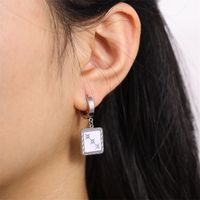 1 Pair Cute Sweet Square Plating Stainless Steel White Gold Plated Earrings main image 6