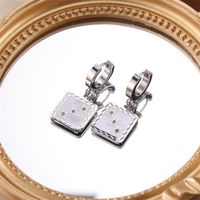 1 Pair Cute Sweet Square Plating Stainless Steel White Gold Plated Earrings main image 4