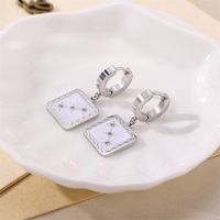 1 Pair Cute Sweet Square Plating Stainless Steel White Gold Plated Earrings main image 3