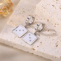 1 Pair Cute Sweet Square Plating Stainless Steel White Gold Plated Earrings main image 2