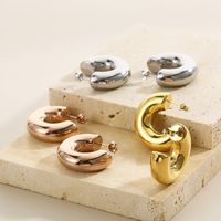 1 Pair Modern Style Simple Style Solid Color Plating Stainless Steel 18K Gold Plated Earrings main image 3