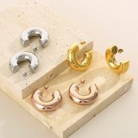 1 Pair Modern Style Simple Style Solid Color Plating Stainless Steel 18K Gold Plated Earrings main image 2