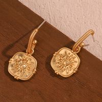 1 Pair Vintage Style Simple Style Classic Style Solid Color Plating Stainless Steel 18k Gold Plated Drop Earrings main image 4