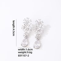 1 Paire Élégant Brillant Les Gouttelettes D'Eau Placage Incruster Le Cuivre Zircon Plaqué Rhodium Boucles D'oreilles sku image 7