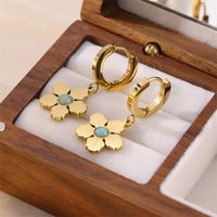 3 Pairs Cute Sweet Flower Asymmetrical Plating Stainless Steel 18k Gold Plated Earrings main image 7