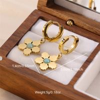 3 Pairs Cute Sweet Flower Asymmetrical Plating Stainless Steel 18k Gold Plated Earrings main image 9