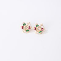 1 Pair Casual Snowflake Plating Inlay Copper Zircon K Gold Plated Ear Studs main image 2