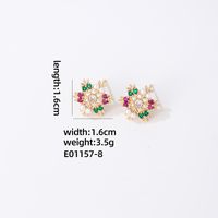 1 Pair Casual Snowflake Plating Inlay Copper Zircon K Gold Plated Ear Studs sku image 1