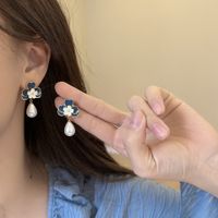 1 Pair Simple Style Flower Enamel Alloy Drop Earrings main image 1