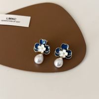 1 Pair Simple Style Flower Enamel Alloy Drop Earrings sku image 1