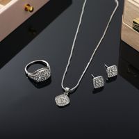 Simple Style Square Alloy Iron Plating Inlay Zircon Women's Rings Earrings Necklace main image 8