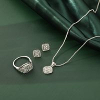 Simple Style Square Alloy Iron Plating Inlay Zircon Women's Rings Earrings Necklace main image 4