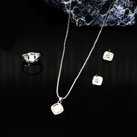 Simple Style Square Alloy Iron Plating Inlay Zircon Women's Rings Earrings Necklace main image 5