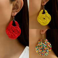 1 Pair Retro Ethnic Style Knot Beaded Handmade Plating Plastic Copper 18K Gold Plated Drop Earrings main image 1