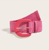 Original Design Solid Color Pp Grass Pu Leather Women's Woven Belts sku image 1