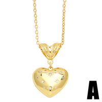 Elegant Lady Simple Style Heart Shape Copper 18k Gold Plated Beads Zircon Pendant Necklace In Bulk sku image 1