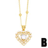 Elegant Lady Simple Style Heart Shape Copper 18k Gold Plated Beads Zircon Pendant Necklace In Bulk sku image 2