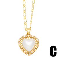 Elegant Lady Simple Style Heart Shape Copper 18k Gold Plated Beads Zircon Pendant Necklace In Bulk sku image 3