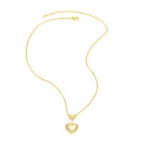 Elegant Lady Simple Style Heart Shape Copper 18k Gold Plated Beads Zircon Pendant Necklace In Bulk main image 2