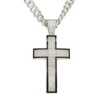 Fashion Full Diamond Cross Pendant Cuban Chain Alloy Necklace Wholesale sku image 2