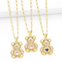 Cute Streetwear Little Bear Heart Shape Copper 18k Gold Plated Zircon Pendant Necklace In Bulk main image 1