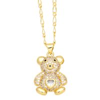 Cute Streetwear Little Bear Heart Shape Copper 18k Gold Plated Zircon Pendant Necklace In Bulk main image 5