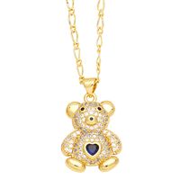 Cute Streetwear Little Bear Heart Shape Copper 18k Gold Plated Zircon Pendant Necklace In Bulk main image 2