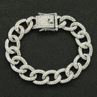 European And American Hip Hop Full Diamond Domineering Cuban Chain Necklace Trendy Men's Bracelet sku image 2