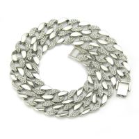 Hip-hop Style 18k Gold Men's Diamond Necklace 30-inch Cuban Chain Necklace And Bracelet Wholesale sku image 6