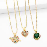 Ig Style Casual Retro Heart Shape Copper 18k Gold Plated Zircon Pendant Necklace In Bulk main image 1