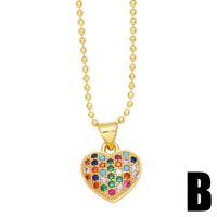 Ig Style Casual Retro Heart Shape Copper 18k Gold Plated Zircon Pendant Necklace In Bulk sku image 2