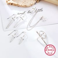 Wholesale Jewelry Simple Style Cross Sterling Silver White Gold Plated Plating Rings Earrings main image 1